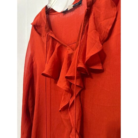 Tommy Hilfiger women’s size large red ruffle blouse - Picture 3 of 9